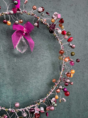 Bell'Arte Perlenring aubergine-silber mit Kristall D21