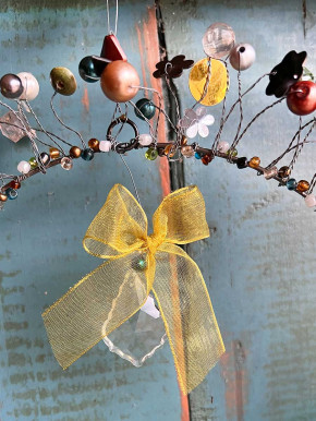 Bell'Arte Perlenring braun-petrol mit Kristall D21