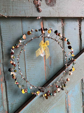 Bell'Arte Perlenring braun-petrol mit Kristall D21