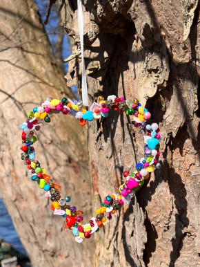 Bell'Arte Perlenherz poppig bunt mit vielen Perlen Glöckchen