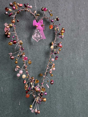 Bell'Arte schlankes Perlenherz purple mit Kristall