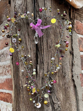 Bell'Arte schlankes Perlenherz purple mit Kristall