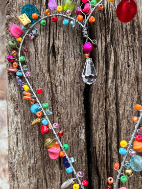 Bell'Arte schmales Perlenherz multicolour mit Tropfenkristall