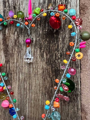 Bell'Arte schmales Perlenherz multicolour mit Tropfenkristall