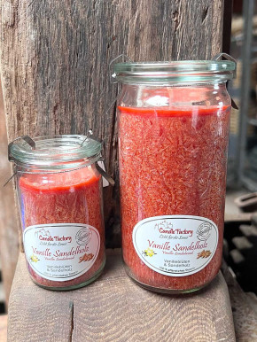Candle Factory Mini-Jumbo Duft-Kerze im Weckglas Vanille Sandelholz Stearinkerze