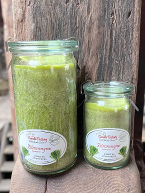 Candle Factory Mini-Jumbo Duftkerze im Weckglas Zitronengras Stearinkerze