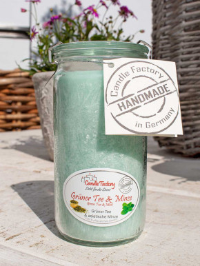 Candle Factory Mini-Jumbo Duftkerze im Weckglas Grüner Tee & Minze Stearinkerze