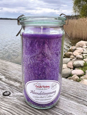 Candle Factory Mini-Jumbo Kerze im Weckglas Limited Edition lila Lavendel Abendstimmung Stearinkerze
