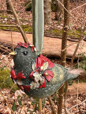 Dekovogel grün Glitzer rot Anhänger