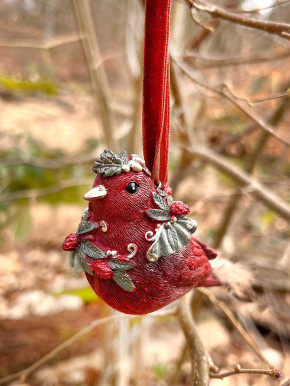 Dekovogel rot Glitzer grün Anhänger