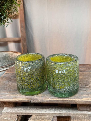 DutZ Collection Glas Vase Cylinder Galaxy Yellow Bubble H10 D9