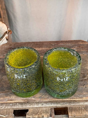 DutZ Collection Glas Vase Cylinder Galaxy Yellow Bubble H10 D9