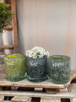 DutZ Collection Glas Vase Cylinder Galaxy Yellow Bubble H10 D9