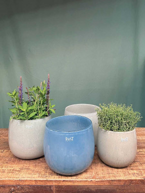 DutZ Collection Glas Pot Übertopf Vase Windlicht bauchig H18 D20 jeans