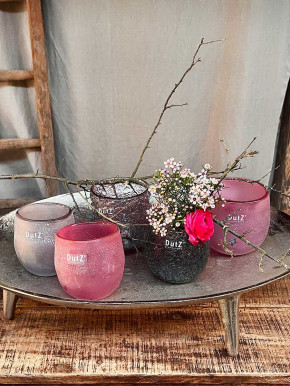 DutZ Collection Glas Übertopf Vase Hurricane Diva Antic grey H10 D10