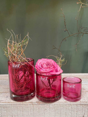 DutZ Collection Glas Vase Cylinder fuchsia transparent H15