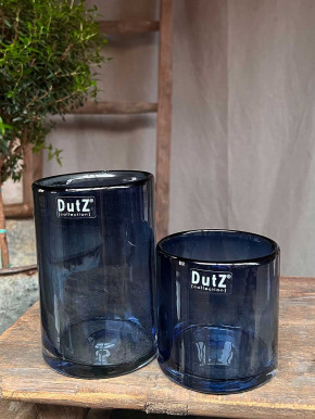 DutZ Collection Glas Übertopf Windlicht Vase Cylinder steelblue H10
