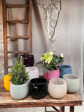 DutZ Collection Glas Pot Übertopf Vase Windlicht bauchig H14 D16 jeans