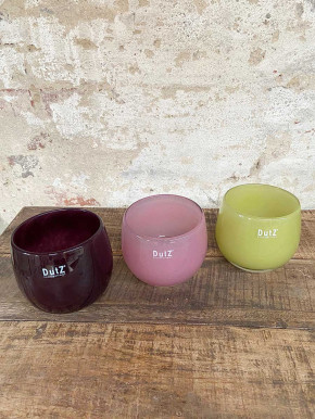 DutZ Collection Glas Pot Übertopf Vase Windlicht bauchig H11 D13 chartreuse gelb