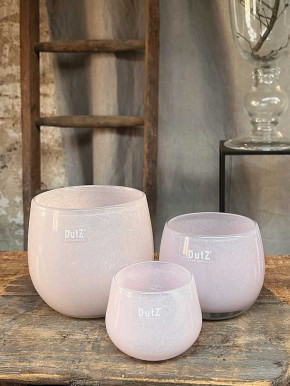 DutZ Collection Glas Pot Übertopf Vase Windlicht bauchig H11 D13 altrosa