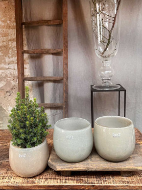 DutZ Collection Glas Pot Übertopf Vase Windlicht bauchig H14 D16 lichtgrau