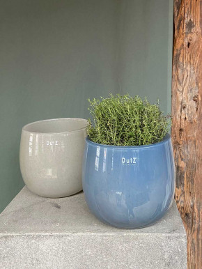 DutZ Collection Glas Pot Übertopf Vase Windlicht bauchig H18 D20 lichtgrau