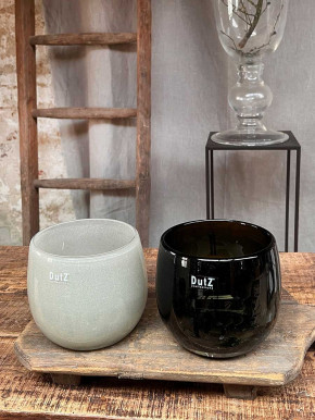 DutZ Collection Glas Pot Übertopf Vase Windlicht bauchig H14 D16 smoke