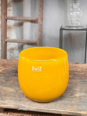 DutZ Collection Glas Pot Übertopf Vase Windlicht bauchig H14 D16 ocker