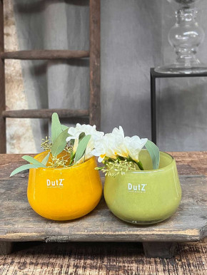DutZ Collection Glas Übertopf Vase Windlicht bauchig H7 D10 chartreuse