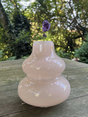 DutZ Collection Glas Vase Skrzyszow bauchig Ringe beige sand H16