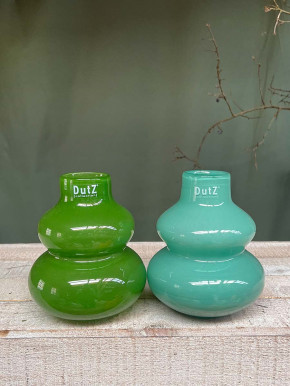 DutZ Collection Glas Vase Skrzyszow bauchig Ringe jungle grün H16