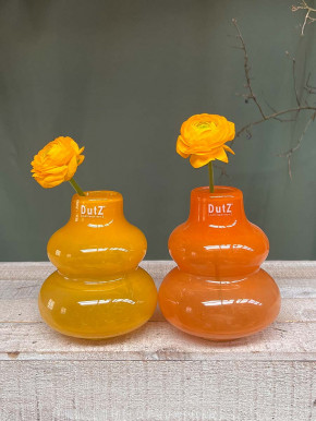 DutZ Collection Glas Vase Skrzyszow bauchig Ringe orange H16