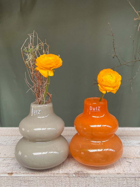 DutZ Collection Glas Vase Skrzyszow bauchig Ringe taupe H16
