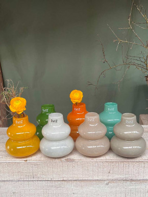 DutZ Collection Glas Vase Skrzyszow bauchig Ringe jungle grün H16