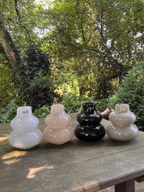 DutZ Collection Glas Vase Skrzyszow bauchig Ringe taupe H16 DutZ Collection Glas Vase Skrzyszow bauchig Ringe taupe H16