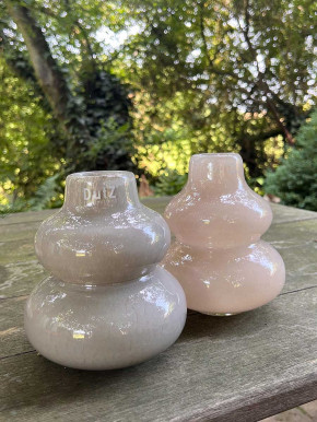 DutZ Collection Glas Vase Skrzyszow bauchig Ringe beige sand H16