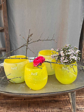 DutZ Collection Glas Übertopf Vase Hurricane Diva Antic yellow H12 D12