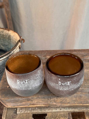 DutZ Collection Glas Übertopf Vase Hurricane Diva Antic amber H10 D10