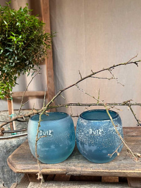 DutZ Collection Glas Übertopf Vase Hurricane Diva Antic blue H10 D10