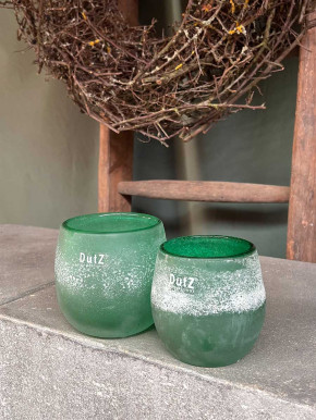 DutZ Collection Glas Übertopf Vase Hurricane Diva Antic emerald H12 D12