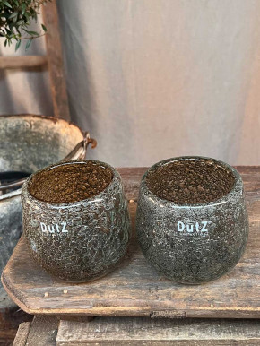 DutZ Collection Glas Übertopf Vase Hurricane Diva Bubble Amber H10