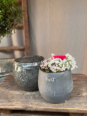 DutZ Collection Glas Übertopf Vase Hurricane Diva Antic grey H12 D12