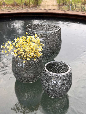 DutZ Collection Glas Übertopf Vase Hurricane Diva Bubble Olivegrey H10