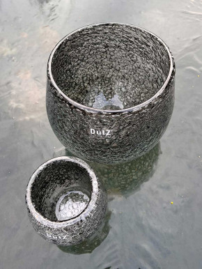 DutZ Collection Glas Übertopf Vase Hurricane Diva Bubble grey H17