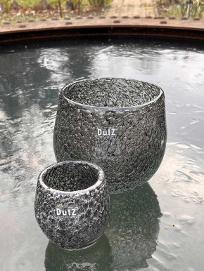 DutZ Collection Glas Übertopf Vase Hurricane Diva Bubble grey H17