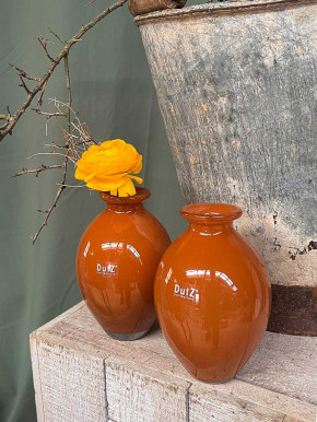 DutZ Collection bauchige Glas Vase Nadiel rostbraun H14 D8