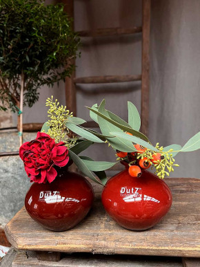 DutZ Collection bauchige Glas Vase Nadiel rotbraun dunkel H11 D11