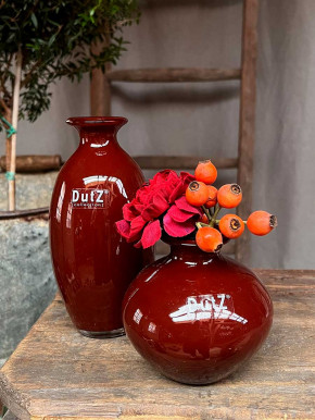 DutZ Collection bauchige Glas Vase Nadiel rotbraun dunkel H11 D11