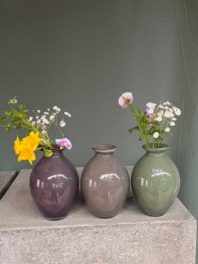 DutZ Collection bauchige Glas Vase Nadiel olivgrün H14 D8