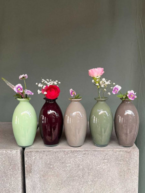 DutZ Collection bauchige Glas Vase Nadiel olivgrün H18 D9